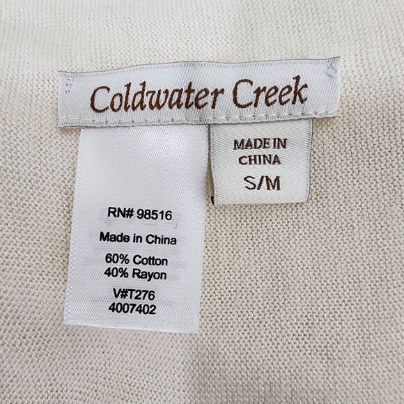 Coldwater Creek Women's Cardigan Vest Size S/M Ivory Open Front Waterfall Draped - Picture 8 of 9